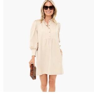 Tuckernuck X Pomander Place | Khaki Claiborne Shift Dress XS Snap Buttons